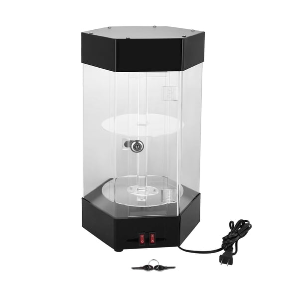 Wildnix Electric Rotating Display Case with LED Lights, 360 Rotating Clear Acrylic Case, Perfect for Showcasing Collectibles & Merchandise