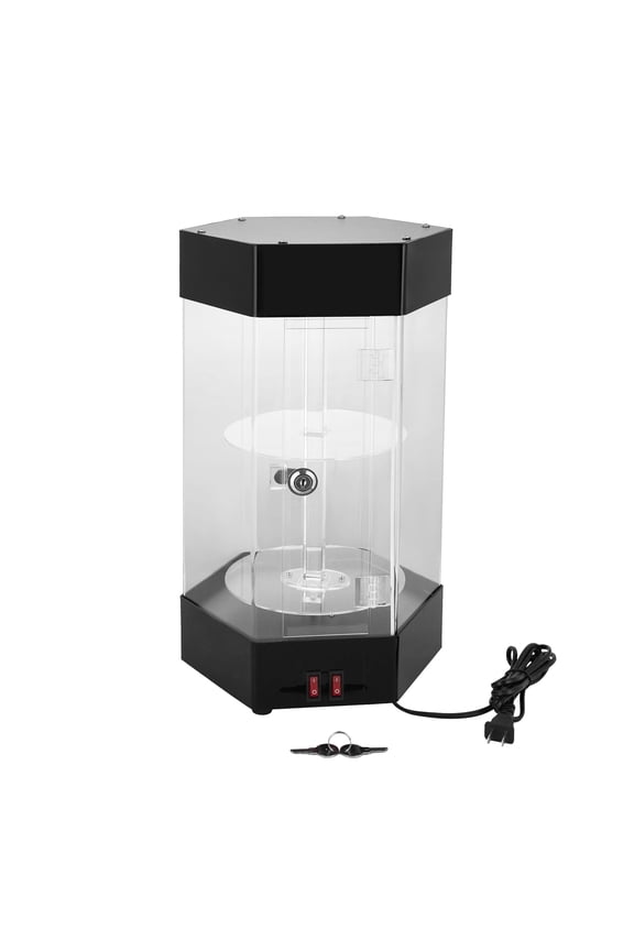 Electric Rotating Display Case with LED Lights, 360 Rotating Clear Acrylic Case, Perfect for Showcasing Collectibles & Merchandise