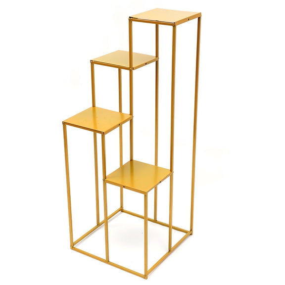 Wildnix Elegant 4-Tier Wedding Flower Stand, Gold Steel Structure, Sturdy Base, Modern Geometric Design for Bouquet and Plant Display