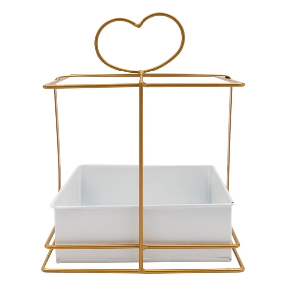 Wildnix Elegant Flower Basket Set, Gold Geometric Centerpiece for Weddings and Special Occasions, 10 Small Iron Baskets with Heart-Shaped Handle, Durable Design