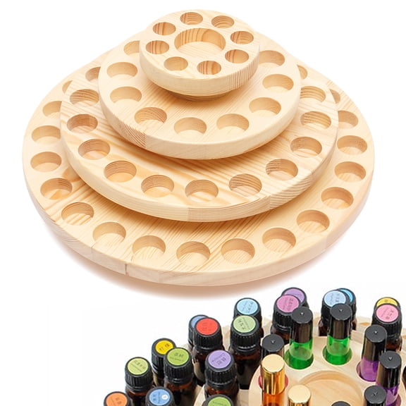 Wildnix Essential Oils Display Rack Made of Natural Pine Wood, Rotatable Design, Large Storage Capacity with 4 Disc Sizes, Stable Pyramid Shape, Elegant and Functional