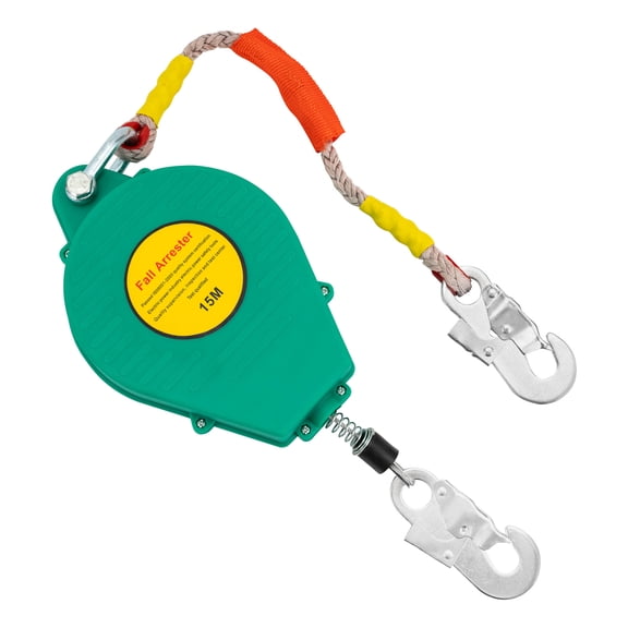 Wildnix Fall Arrest Protection Equipment with Anti-Ratchet Dual Disc Braking System, High Load Capacity, and 49ft Nylon Rope for Safety