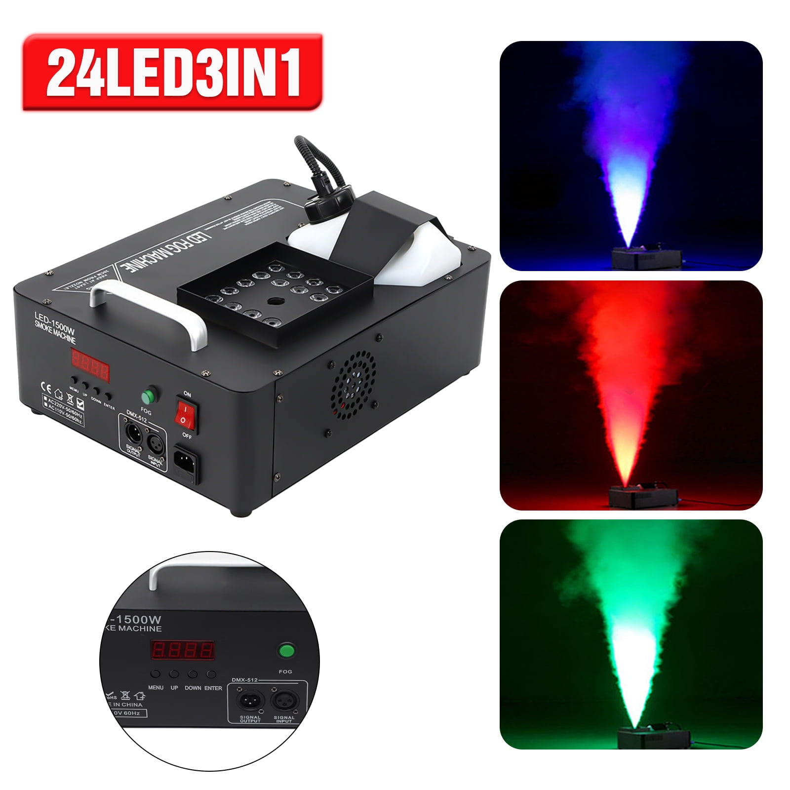 Wildnix Fog Machine with LED Light, 1500W Power, Remote/DMX Control, 2L Tank, Ideal for Parties, Concerts, and Performances