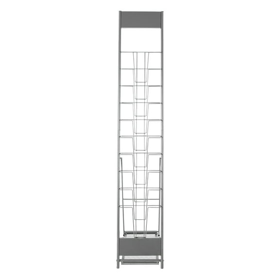 Wildnix Foldable Magazine Rack, 10-Tier Design, 110.23 lbs Load-Bearing Capacity, High-Quality Iron, Durable, Space-Saving, Stylish Silver-Gray Finish