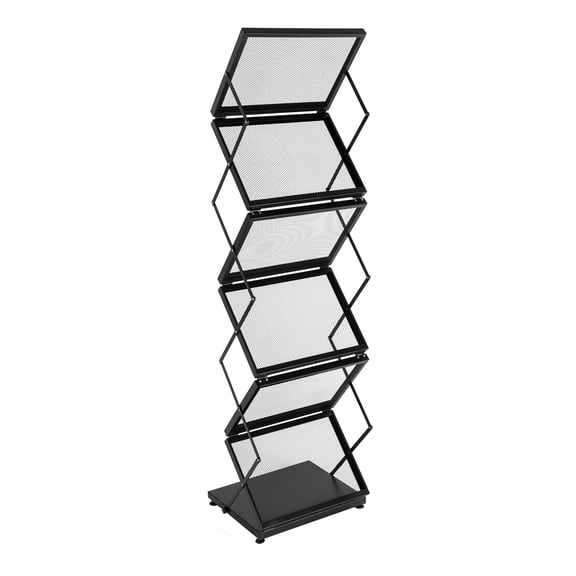 Wildnix Foldable Magazine Rack, 6-Tier Carbon Steel Display Stand for Newspapers and Magazines, Adjustable and Sturdy, Easy to Assemble