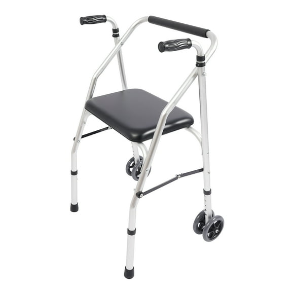 Wildnix Foldable Standard Walker for Seniors, Lightweight, Adjustable Height with Anti-Slip Feet, Armrests, and Practical Wheels for Easy Mobility, Load Capacity 350lbs