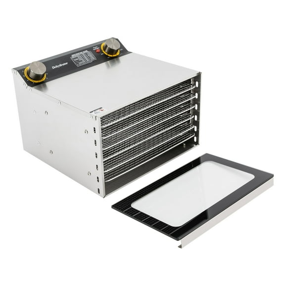 Wildnix Food Dehydrator with 6 Trays, Adjustable Temperature 30-90C, 400W Power, Stainless Steel, Clear Glass Door for Fruits, Vegetables, and Jerky