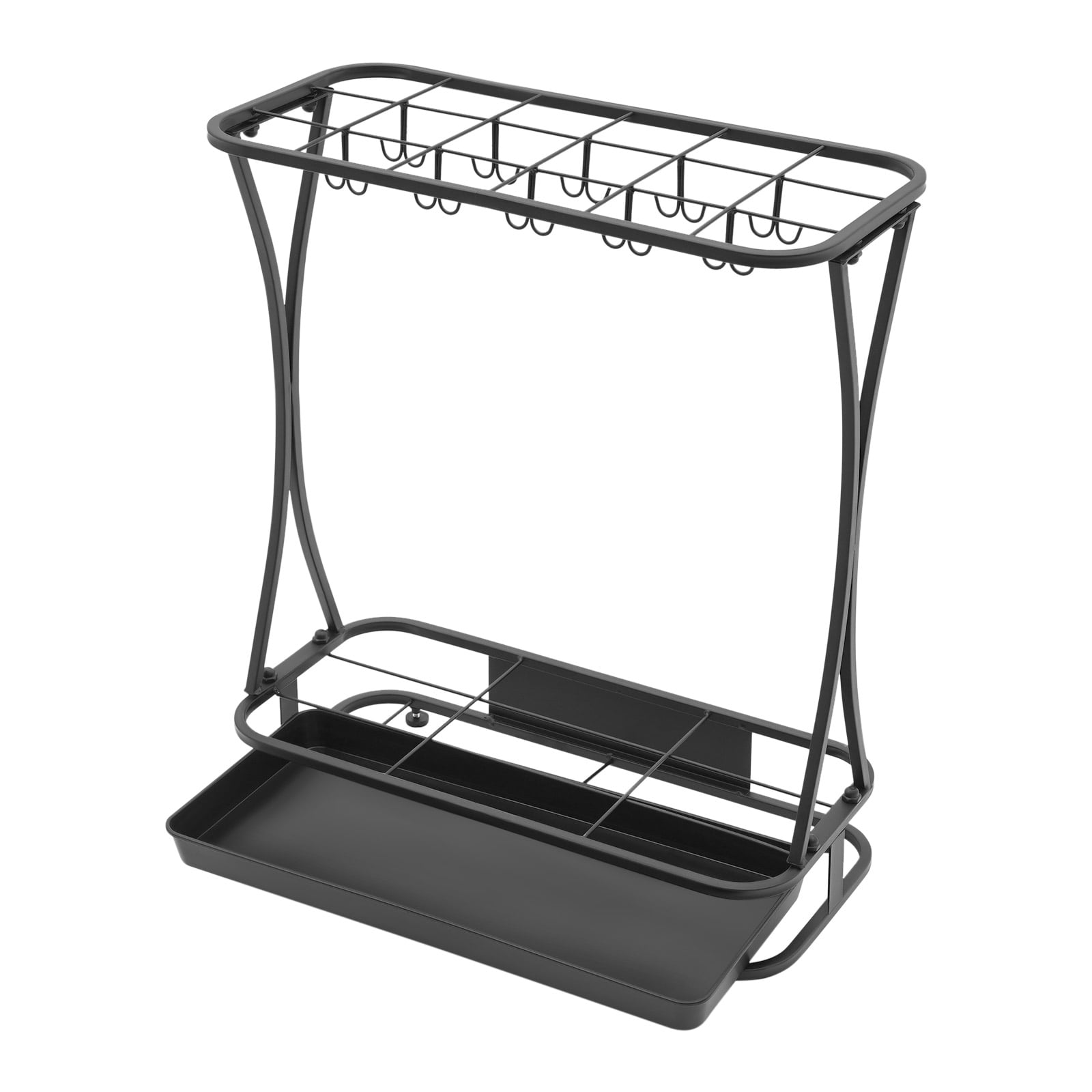 Wildnix Freestanding Umbrella Rack Holder, 38 Capacity Storage for Wet Umbrellas, Adjustable Foot Pads, Black Iron and Plastic Stand