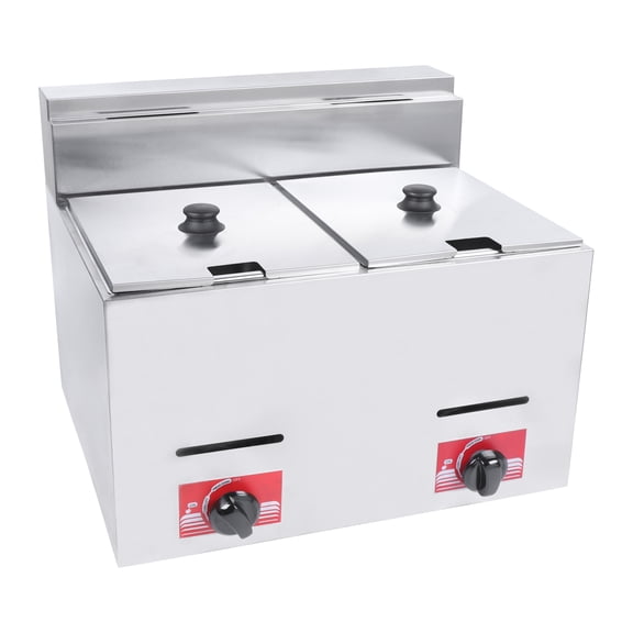 Wildnix Gas Deep Fryer, 2800pa Pressure, 430 Stainless Steel, Dual Temperature Control Knobs, Easy Installation, Anti-Scald Baskets, Efficient and Environmentally Friendly