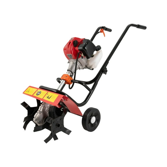 Wildnix Gas Powered Mini Tiller Cultivator, High-Quality Iron & Plastic, Two-Stroke Engine for Stable Power, Easy Operation, 0.2gal Fuel Tank, Long-Lasting Durability for Soil Loosening