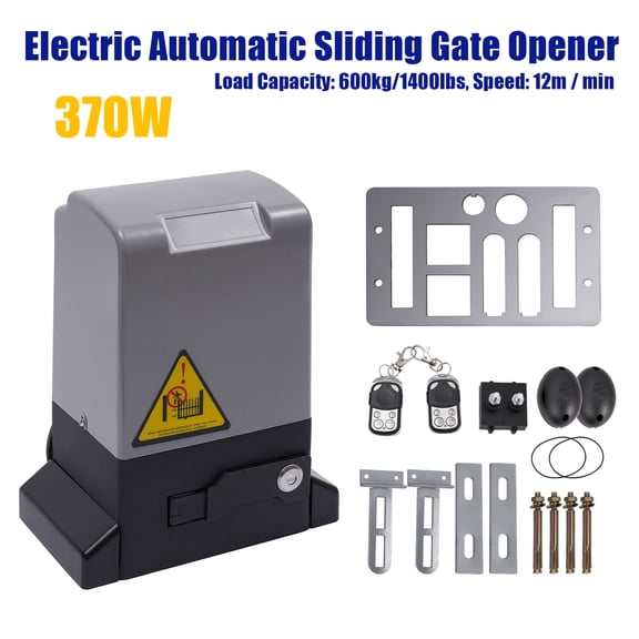 Wildnix Gate Opener, 370W Power, Sliding Door Up to 600kg/1322lbs, Waterproof IP44, Advanced Infrared Sensors, Auto-Learning Function, Manual Override with Clutch Key