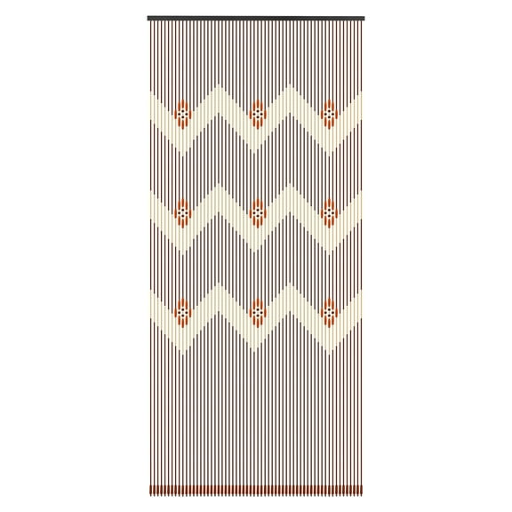 Wildnix Handmade Bamboo Wood Beaded Curtain, Colorful Chinese Style Door Divider with Round Pendants, Ideal for Home Decoration