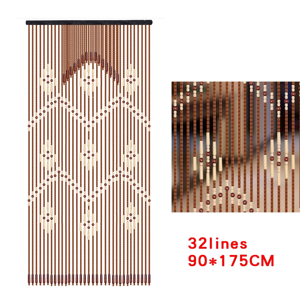 Wildnix Handmade Macrame Curtains with Wooden and Bamboo Beads, Fine Craftsmanship, Geometric Floral Design, Ideal for Room Dividers and Home Decor