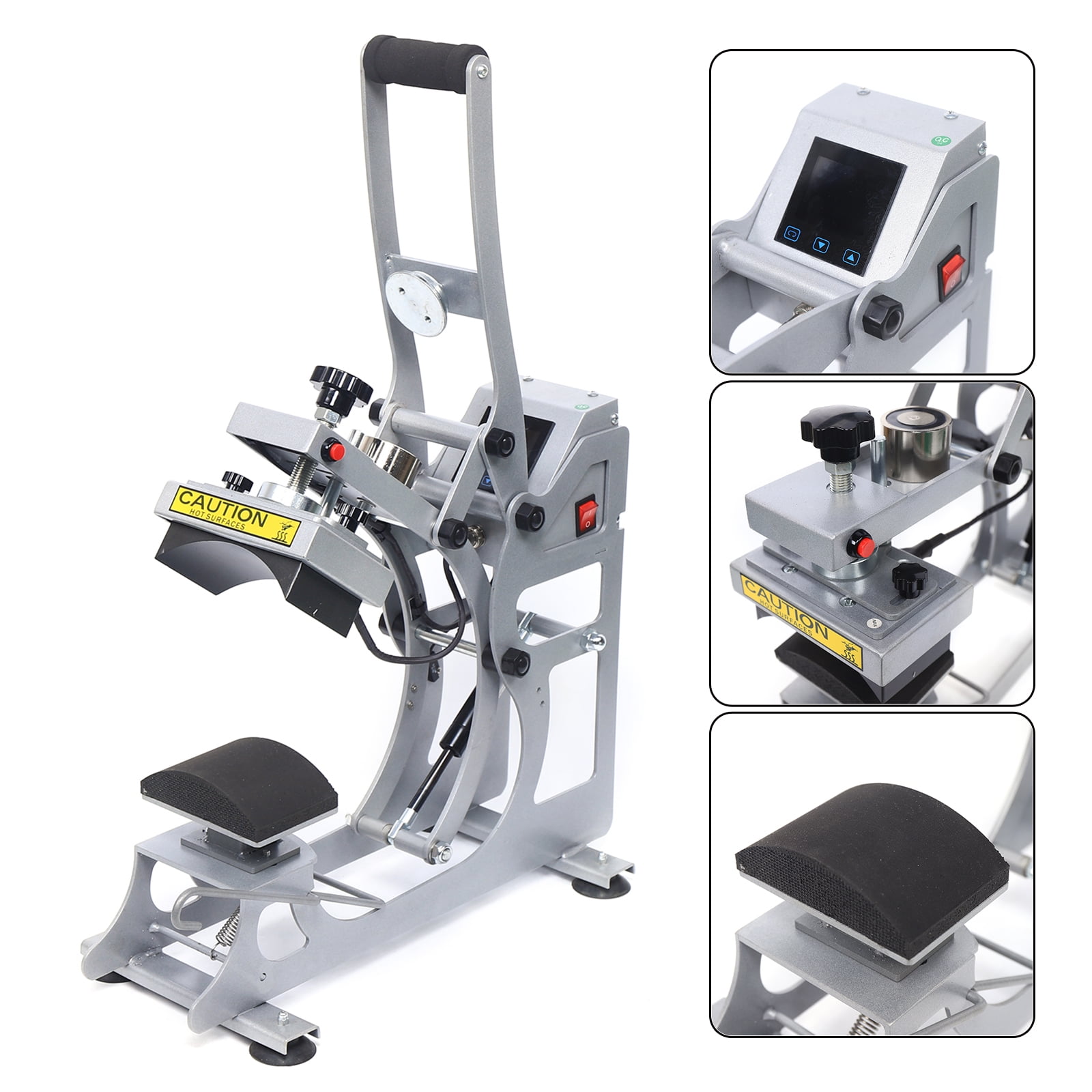 Wildnix Heat Press Machine, 550W, 110V 60HZ, 12x12cm Flat Plate, 8x14cm Cap Pad, Adjustable Temperature (0°C-399°C) and Time Range (0-999sec) for Precise Printing
