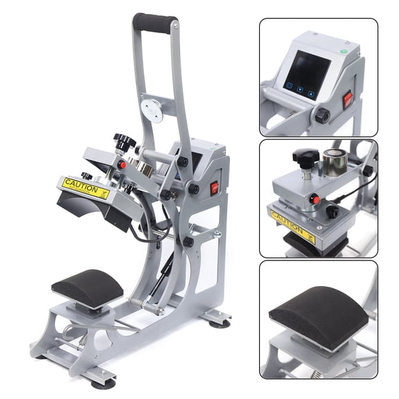 Wildnix Heat Press Machine, 550W, 110V 60HZ, 12x12cm Flat Plate, 8x14cm Cap Pad, Adjustable Temperature (0C-399C) and Time Range (0-999sec) for Precise Printing