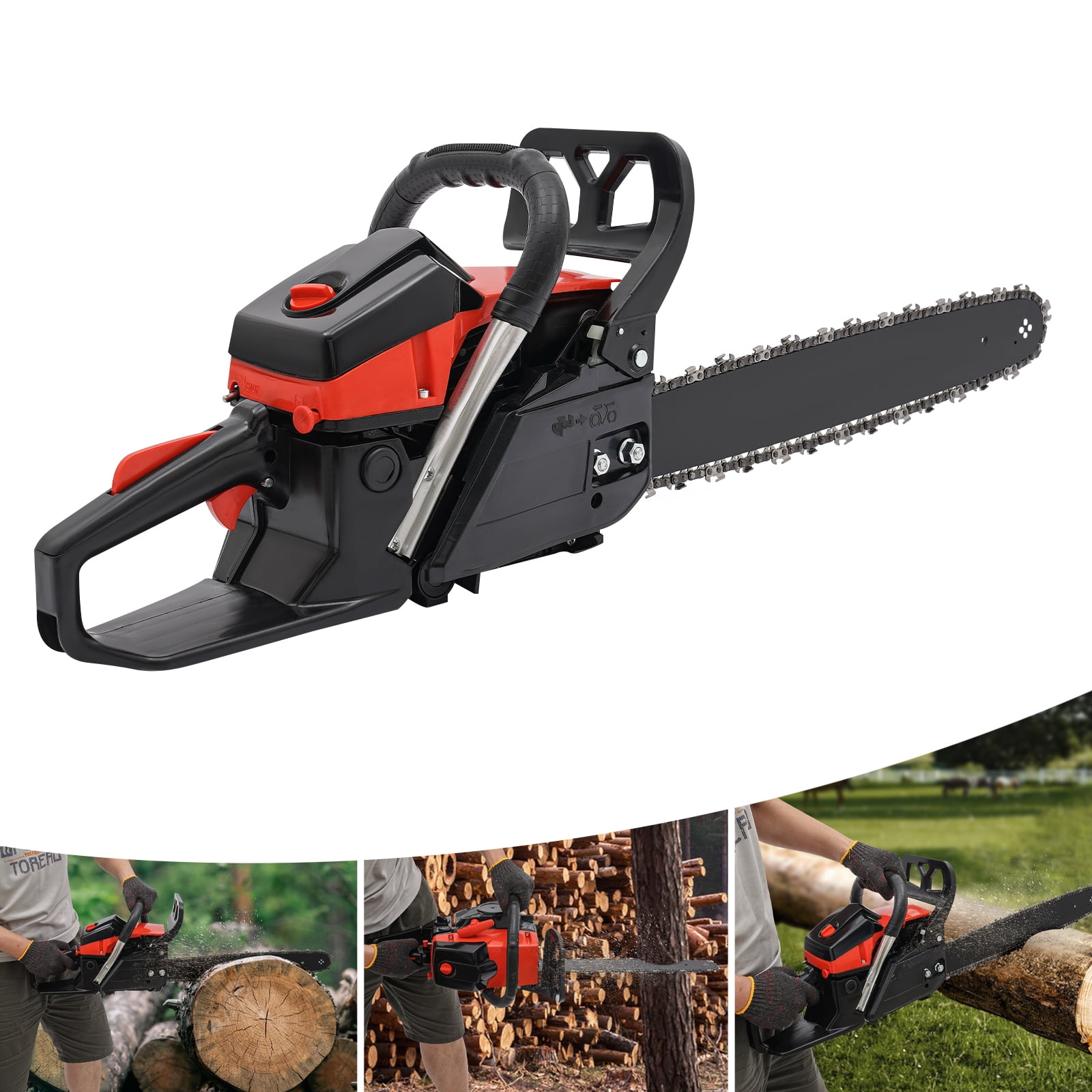 Wildnix High-Power 58cc Gasoline Chain Saw, 2800-11000rpm, 24.8-inch Chain, Ergonomic Design, Efficient Fuel Use, Easy to Install