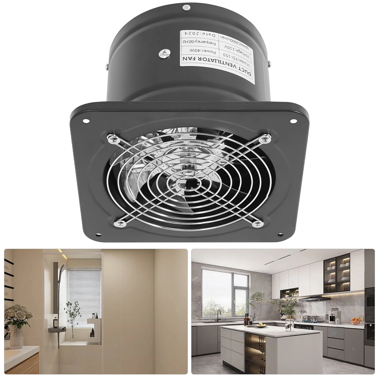 Wildnix High-Power Exhaust Fan with Copper Motor, Wall or Window Mountable, Strong Airflow for Efficient Ventilation in Kitchen or Bathroom