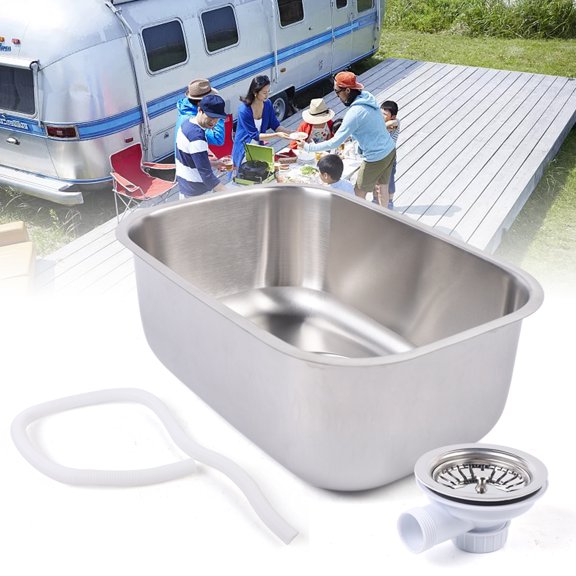 Wildnix High-Quality 304 Stainless Steel Sink for RV, Camper, and Boat Kitchens, Durable, Corrosion-Resistant with Optional Overflow Hole