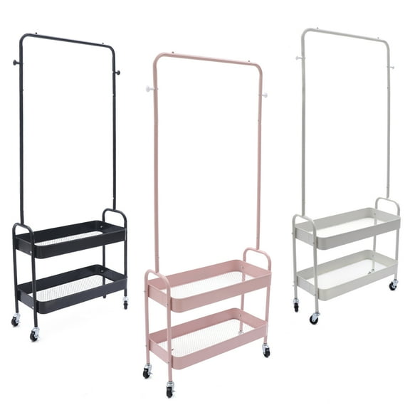 Wildnix High-Quality Carbon Steel Coat Rack with 4 Wheels, Breathable Storage Basket, Stable Structure, Anti-Skid Bottom, and Brakes for Easy Mobility