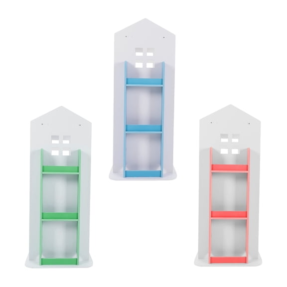 Wildnix Kids Rotating Bookshelf, 4-Tier Castle Design, 360 Swivel Base, Sturdy PVC Wood-Plastic Board, Space-Saving with Practical Baffles for Children's Room