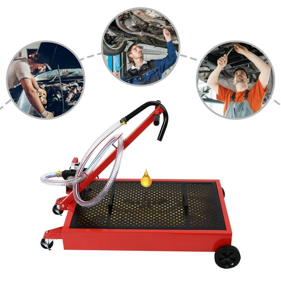 Wildnix Large Capacity Oil Drain Pan with Pump for Efficient Fluid Collection, 64.35L Capacity, High Flow Pump, Easy Mobility for Workshop Use