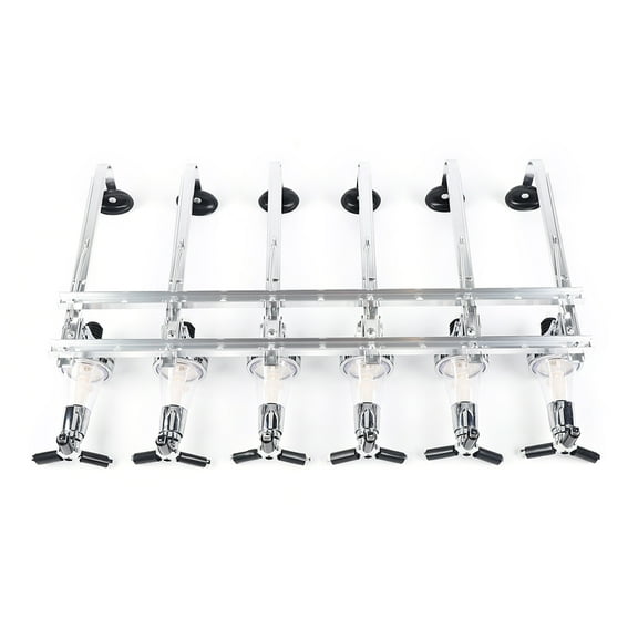 Wildnix Liquor Dispenser with 4 or 6 Heads, Aluminum Alloy Shelf, Food Grade ABS Measuring Cup, Quantitative 30ml Pour for Cocktail Mixing at Parties and Bars
