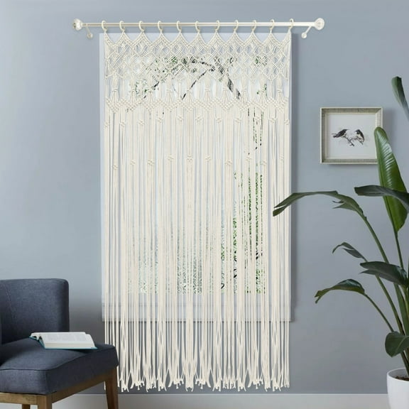 Wildnix Macrame Curtains Bohemian Style, 3.94*6.4ft, Durable Yarn Cotton, Air Circulating