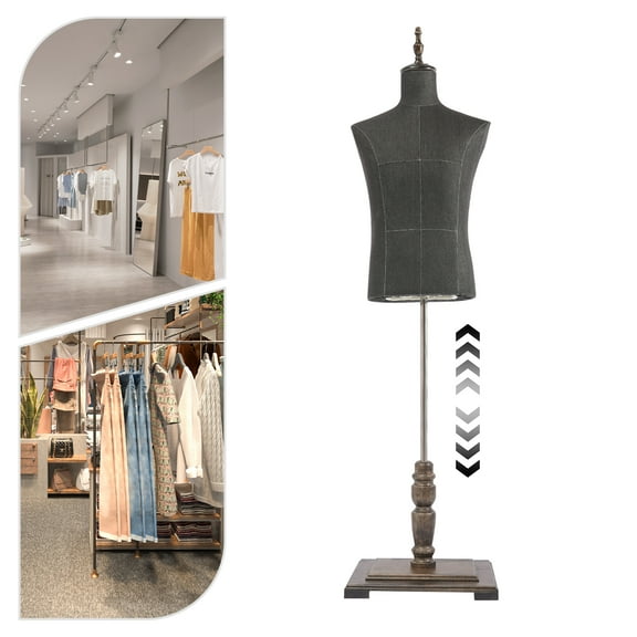 Wildnix Male Mannequin Dress Form, Black PE Material, 150-180cm Height, Sturdy Base, for Displaying Clothes in Stores or Homes