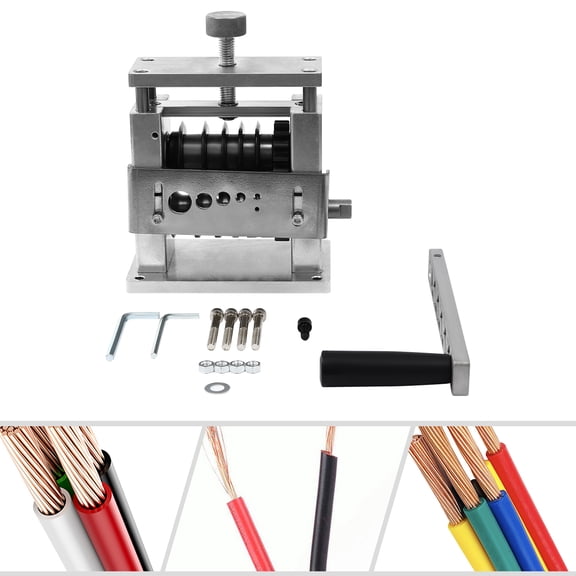 Wildnix Manual Wire Stripping Machine with Adjustable Blade Height, 100 RPM and Six Diameter Feed Holes for Efficient Wire Stripping
