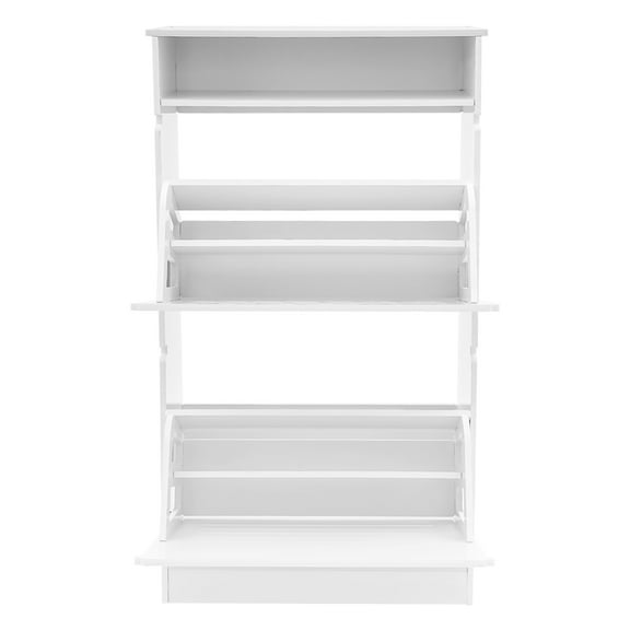 Wildnix Modern 2-Flip Drawer Shoe Cabinet  Compact and Stylish Design, PVC Material, Holds 8 Pairs of Shoes, Ideal for Narrow Spaces, Home Entryway Storage