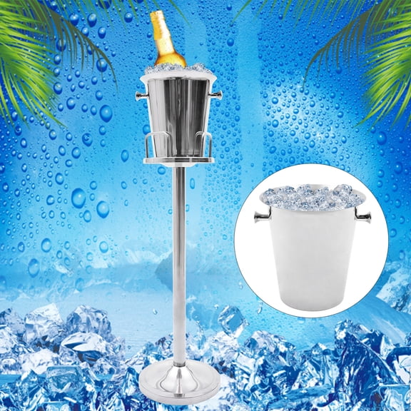 Wildnix Modern 5L Stainless Steel Ice Bucket with Stand, Practical Handles, Electroplating Finish, Perfect for Parties and Room Decor