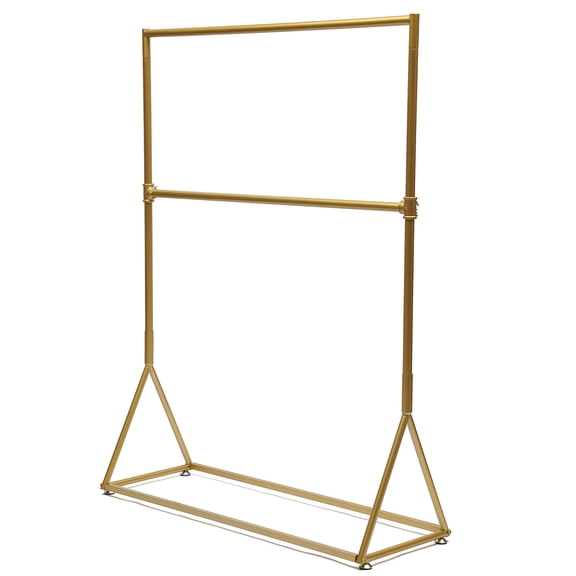 Wildnix Modern Clothing Hanging Rack, Floor Standing Clothes Rack with Adjustable Height (60-155cm), Gold Iron Frame, Non-Slip Adjustable Foot Pads for Home or Store