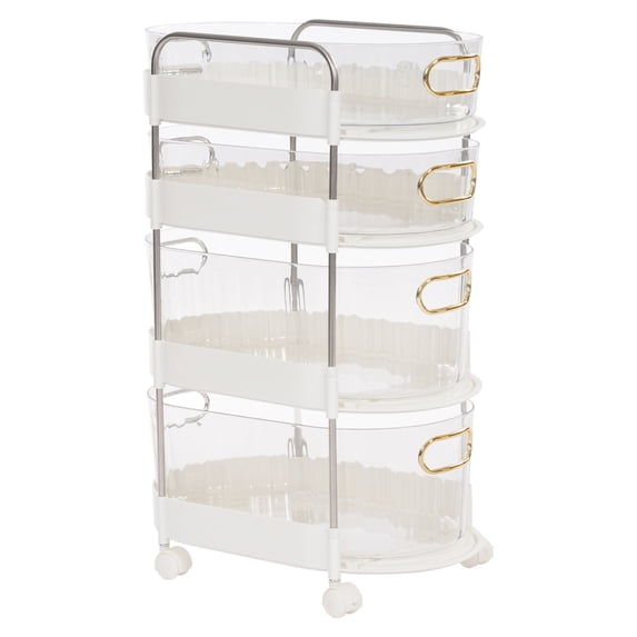 Wildnix Modern Desk Apothecary Cabinet with Large Storage Capacity, 4 Adjustable Drawers, Wheels for Easy Movement and Space-saving Design