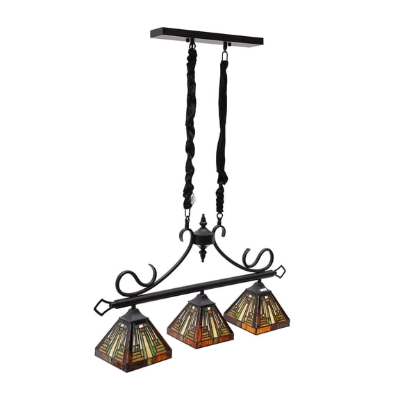 Wildnix Modern Pendant Lights, Retro Style Chandelier with Black Iron, Tin, and Glass, Adjustable Height, E26 Lamp Holder, Perfect for Living Room, Dining Room, and Kitchens