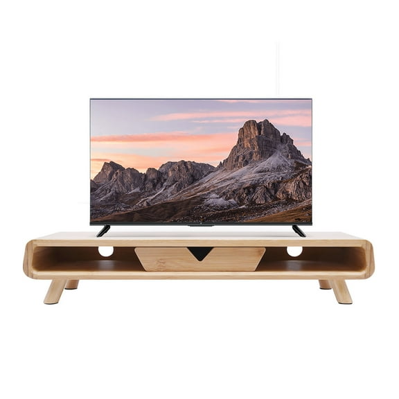 Wildnix Monitor Stand Riser with Large Capacity Drawer, Bamboo Material, Reduces Eye and Neck Strain, Includes Two Compartments and Tabletop, No Installation Required