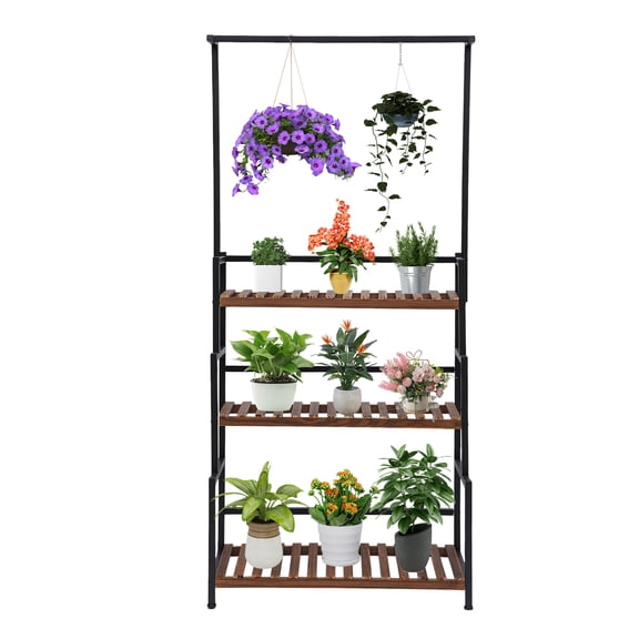 Wildnix Multi-Tier Plant Stand with Galvanized Carbon Steel Frame  Indoor & Outdoor Flower Shelf