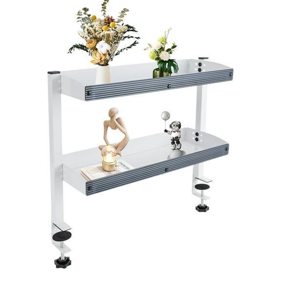 Wildnix Multi-functional Clamp-on Desk Shelf, Floating Storage Organizer, Space-saving Solution for Office Supplies, 2-tier Design