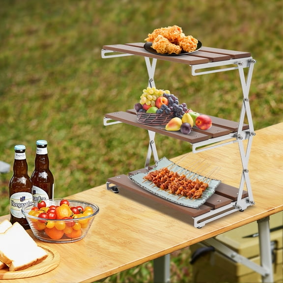 Wildnix Multifunctional Grill Cart Table, Wood and Carbon Steel Frame, Foldable Design with Carry Bag, High Stability and 22.05 lbs Capacity
