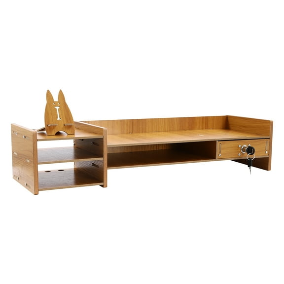 Wildnix Multifunctional Monitor Stand Riser with Drawer, Storage Compartments, MDF Construction, Space-Saving Design for Desk Organization