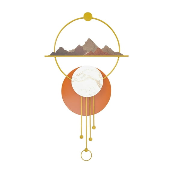 Wildnix New Chinese Style Metal Wall Decor, Hand-polished Finish with Red, Gold, White, and Orange Color Scheme, Ideal for Any Room