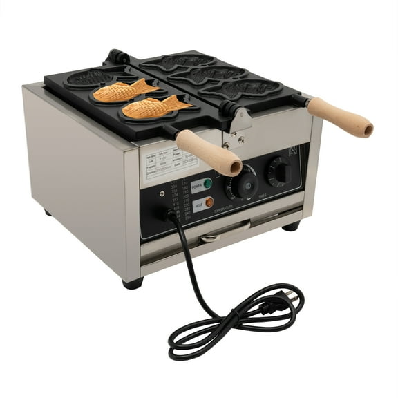 Wildnix Non-Stick 1500W Taiyaki Waffle Maker, Adjustable Temperature, Fish-Shaped Cake Machine for Commercial & Home Use, Easy to Clean