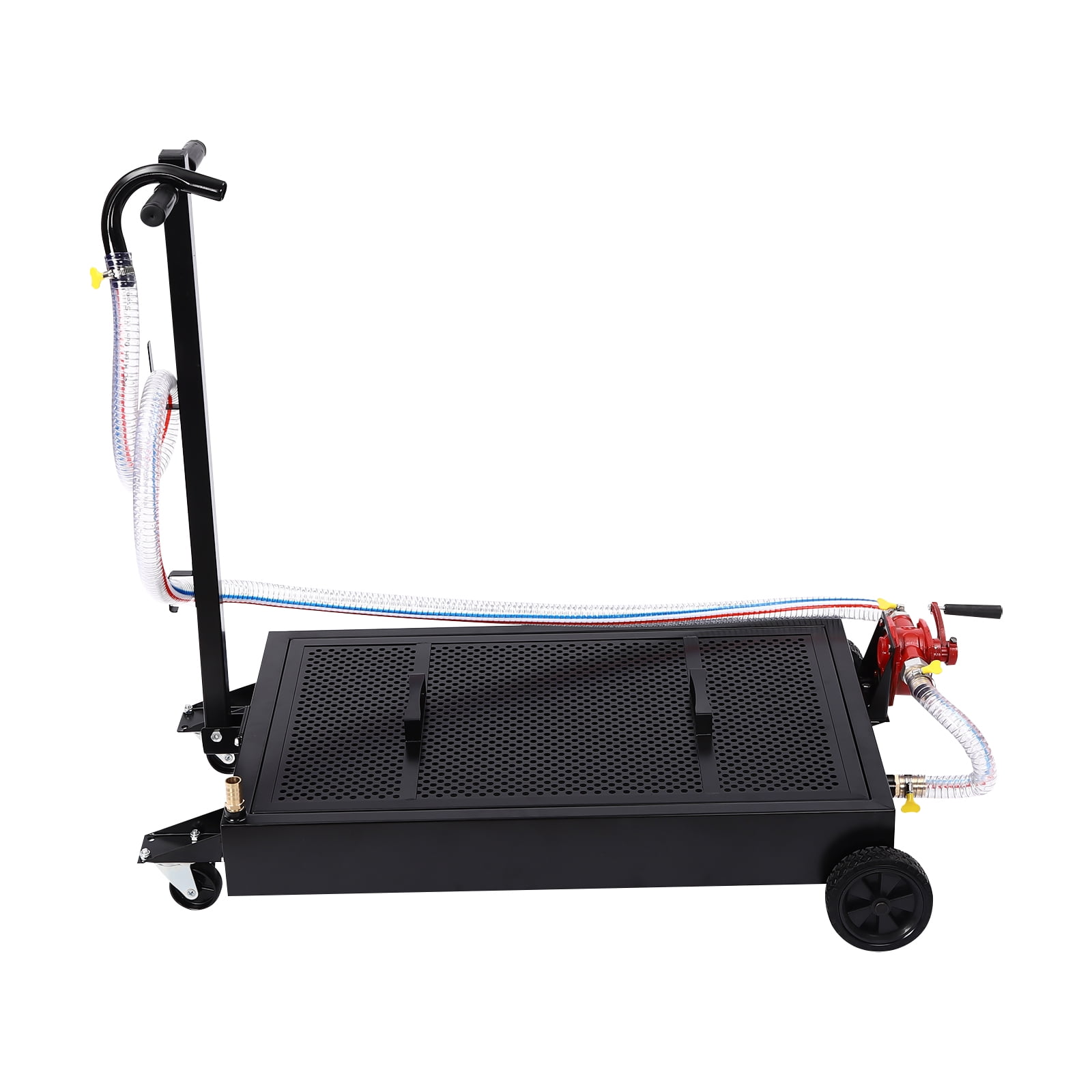 Wildnix Oil Drain Pan 15gal, High-Quality Steel, Electrostatic Spraying, Manual Rotary Pump, Easy to Use and Move, Ideal for Workshop Disposal