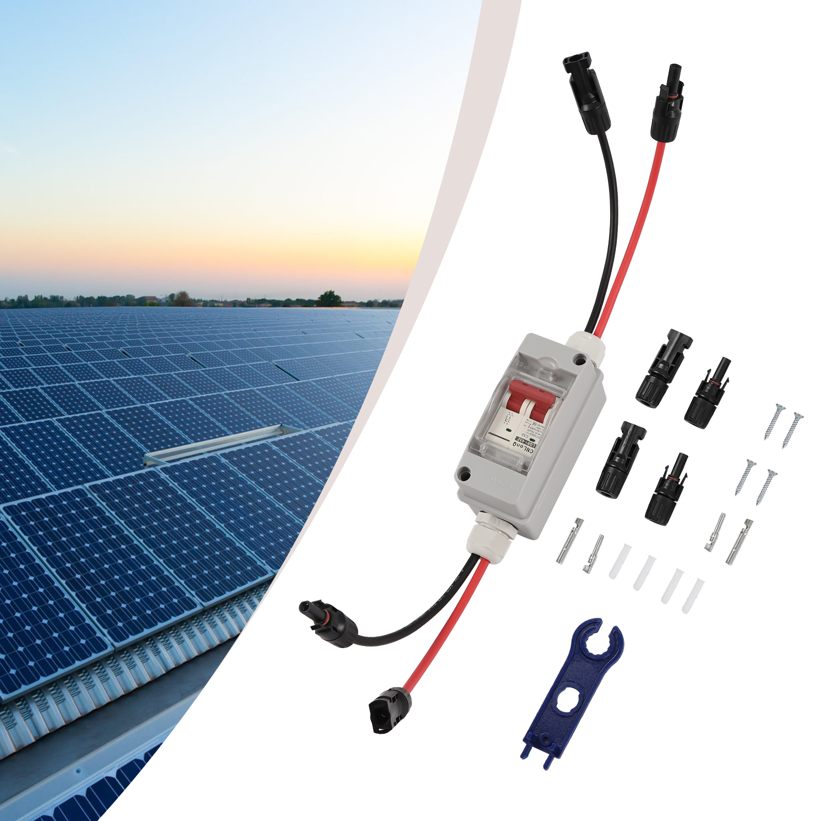 Wildnix PV Combiner Box, High-Quality ABS and PC, Waterproof and Dustproof (IP65), Multiple Voltages (DC 12V-400V, AC 90-400V), Manual Power Off for Circuit Protection, Easy to Install