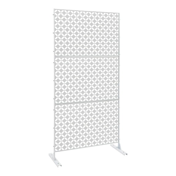 Wildnix Patio Privacy Screen, Sturdy Steel with Laser Cutting, Adjustable Height Panels, Easy to Clean, Decorative Coin-Shaped Design, Perfect for Area Division and Privacy in Outdoor Spaces