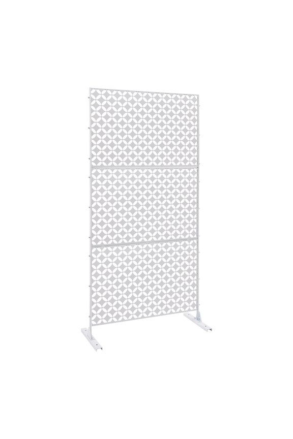 Patio Privacy Screen, Sturdy Steel with Laser Cutting, Adjustable Height Panels, Easy to Clean, Decorative Coin-Shaped Design, Perfect for Area Division and Privacy in Outdoor Spaces