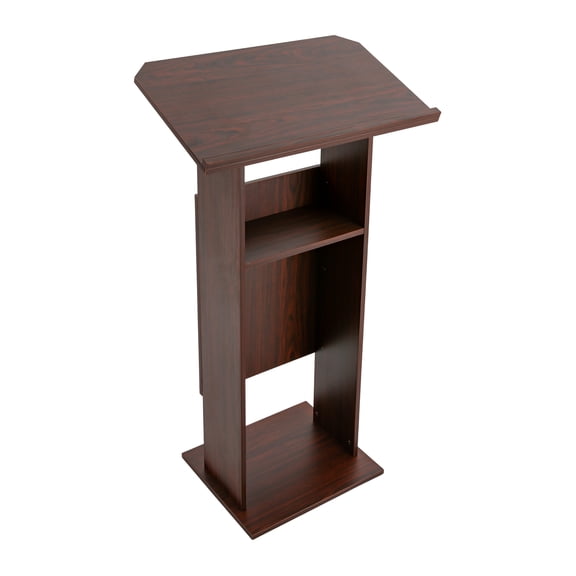 Wildnix Podium Wood Stand with Sturdy Lacquerless Veneered Particle Board, 66.13 lbs Load Capacity, Large Storage Space, User-Friendly Design for Presentations and Speeches