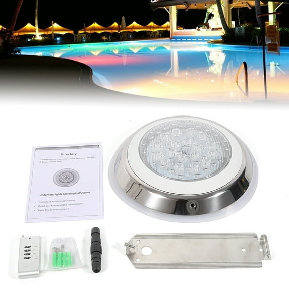 Wildnix Pool Lights, 7 Colors, 12 Modes, Stainless Steel & PC, 54W LED, IP68 Waterproof, Remote Control for Pool and Party Lighting