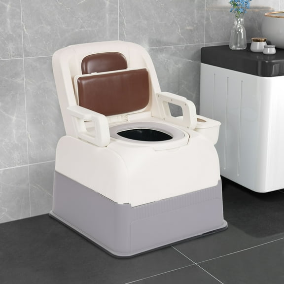 Wildnix Portable Bedside Commode, High-Quality PP and PU, 220.46 lbs Capacity, Comfortable Seat, Reinforced Armrests for Elderly Safety