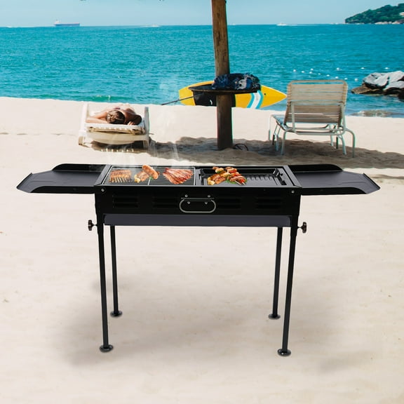 Wildnix Portable Campfire Grill for Outdoor Cooking, Adjustable Height, Large Grilling Area, Ideal for Family Gatherings & Camping Adventures