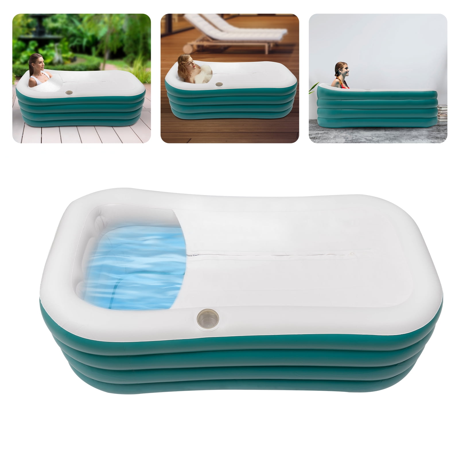 Wildnix Portable Foldable Inflatable Bathtub with Zipper Cover, Cup Holder, and&nbsp; PVC Material for Relaxing Adult Spa